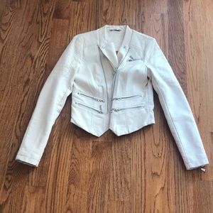 JouJou Cream Pleather Jacket Size Medium